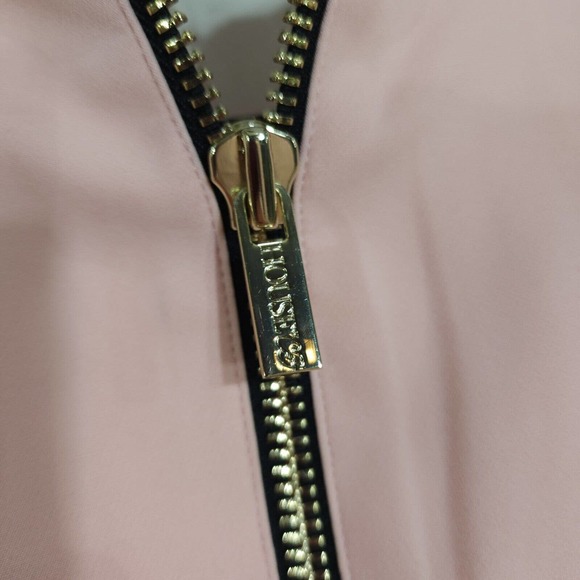 House of CB Womens Dress Dominique Baby Pink Full Zip Deep V Neck Bodycon Sz XS - Picture 12 of 12